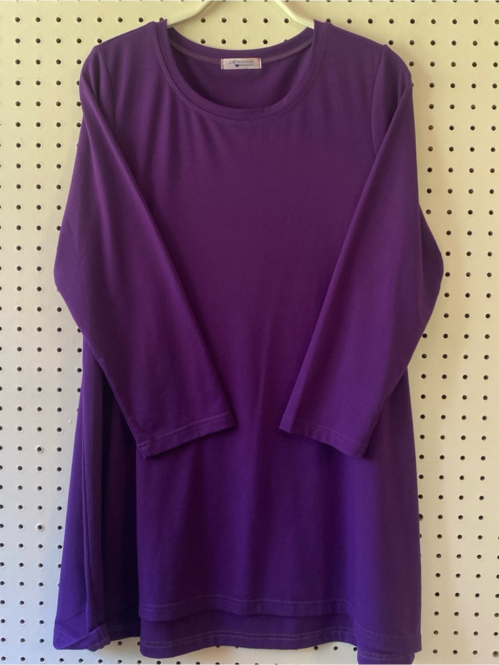 Mountain Mamas M Purple Long Sleeve A-Line Tunic Three Quarter Sleeves Maternity
